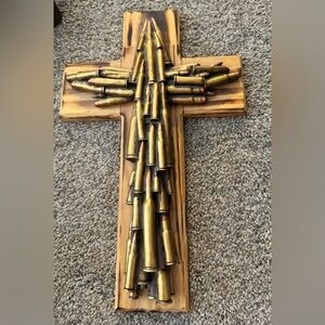 Wooden Cross with Bullet Design